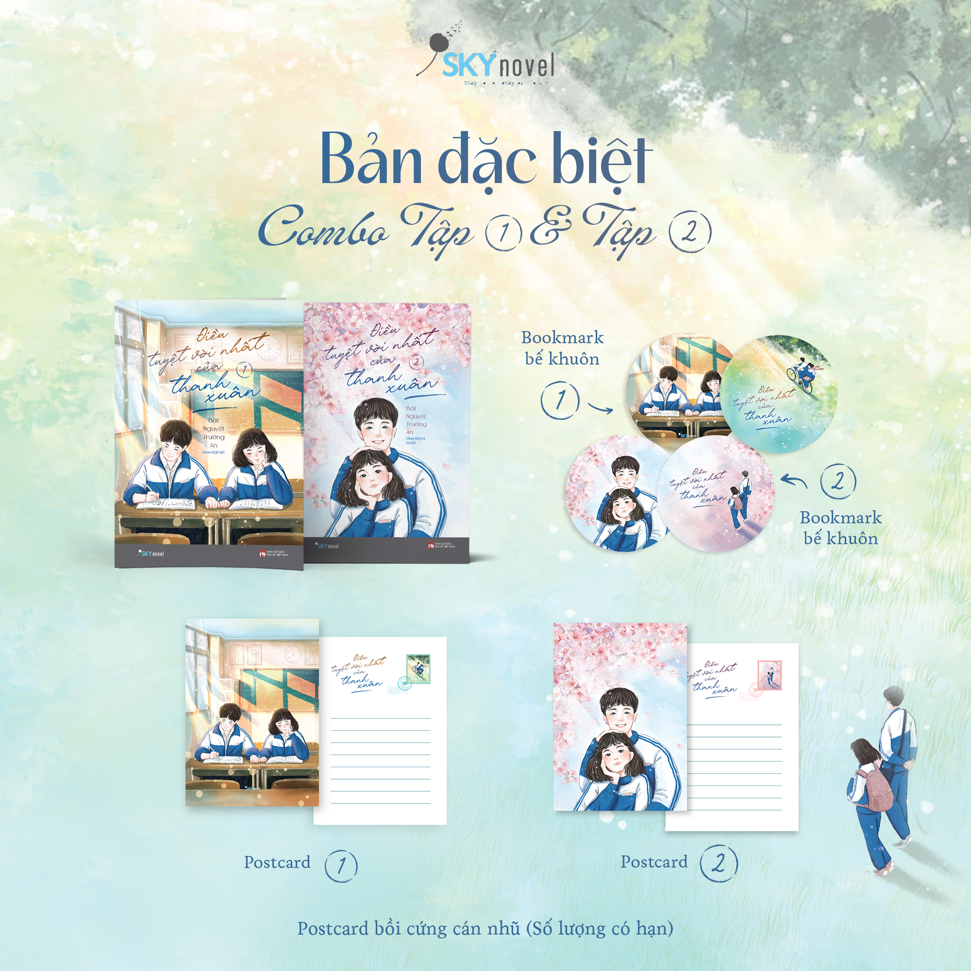 Bộ Bộ Sách Điều Tuyệt Vời Nhất Của Thanh Xuân - Tập 1 + Tập 2 (Bộ 2 Cuốn) - Bản Đặc Biệt - Tặng Kèm 2 Bookmark Bế Khuôn Tròn + 2 Postcard Bồi Cứng Màn Nhũ - Ảnh 2