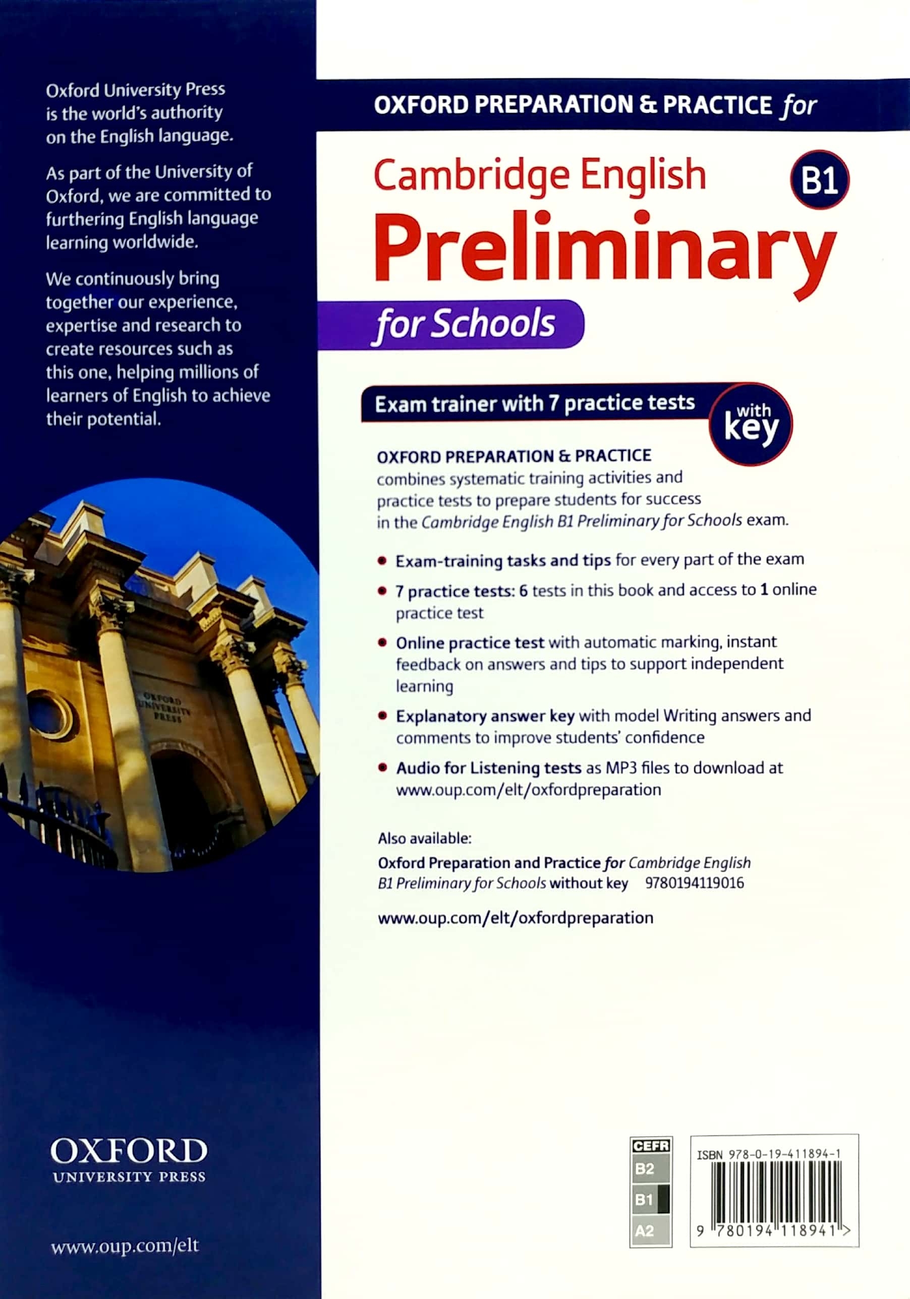 oxford preparation and practice for cambridge english b1 preliminary for schools exam trainer with key - Ảnh 2