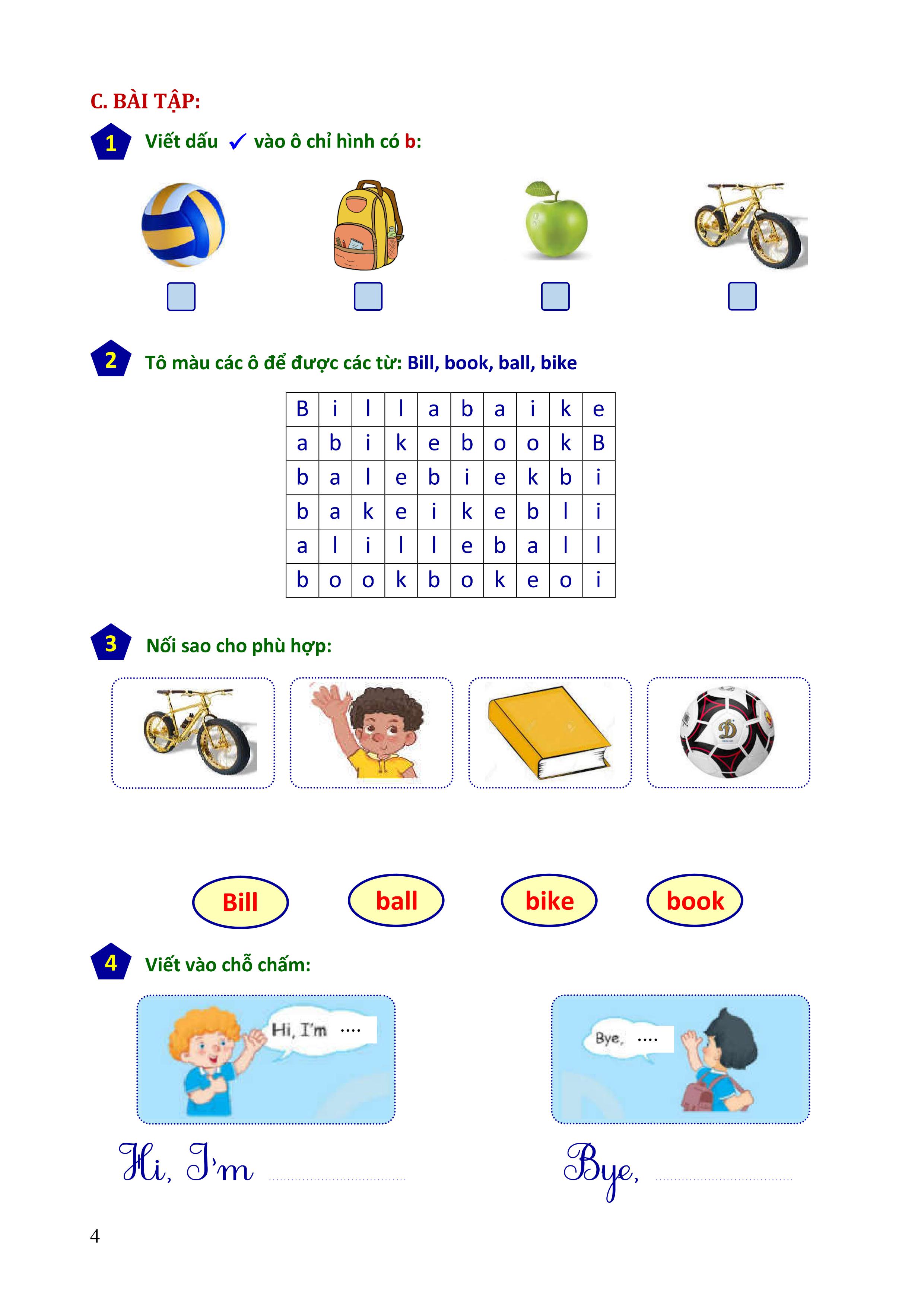 phiếu bài tập cuối tuần tiếng anh 1 - Ảnh 5